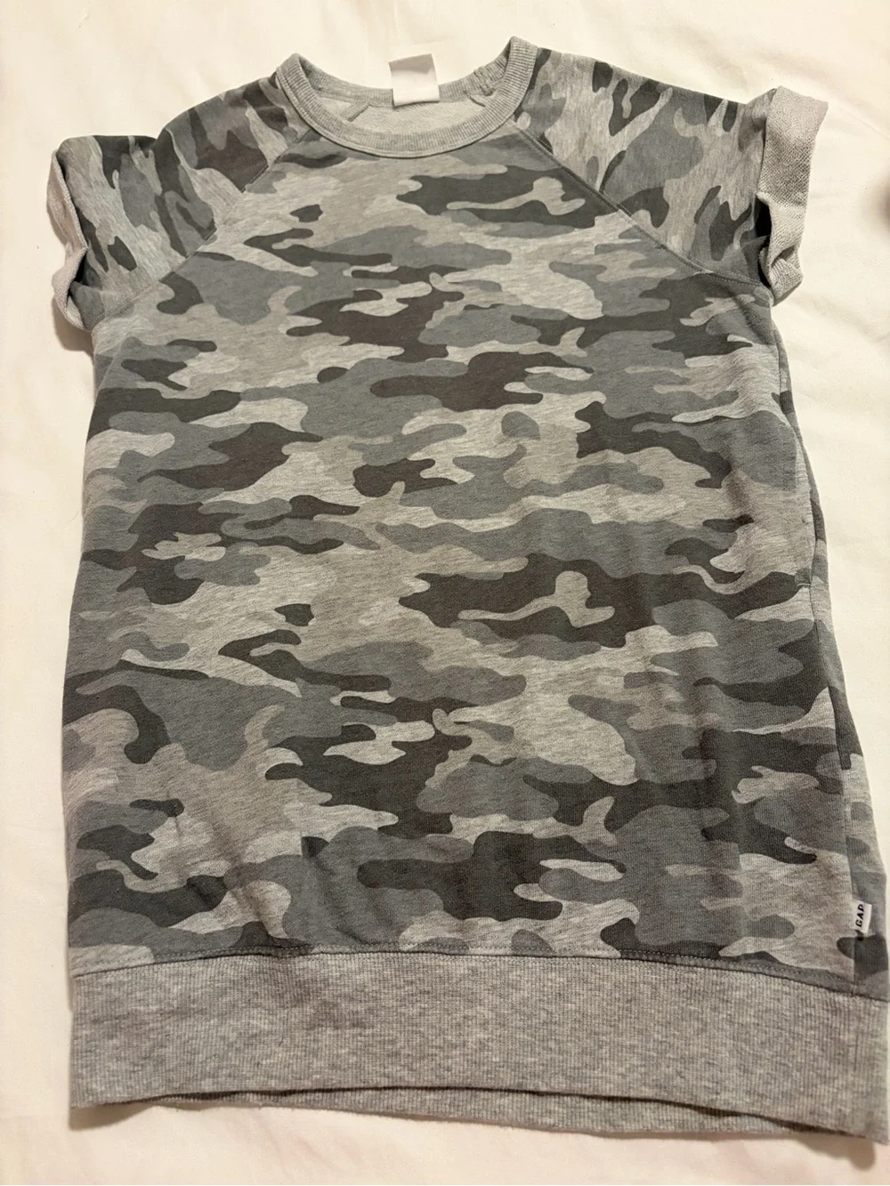 GAP Kids Gray Camo Short Sleeve Top/Tunic